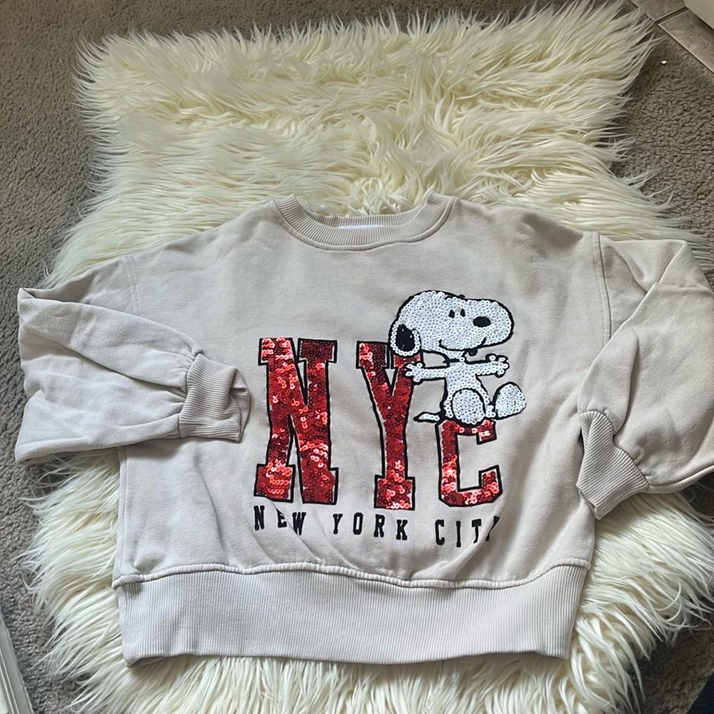 Zara kids girls Snoopy sequin sweatshirt